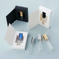 SUMEEAR 5ml 10ml Clear Glass Perfume Bottle Portable Mini Flat Design with Reusable Spray Sample Vial Elegant Perfume Gift Box