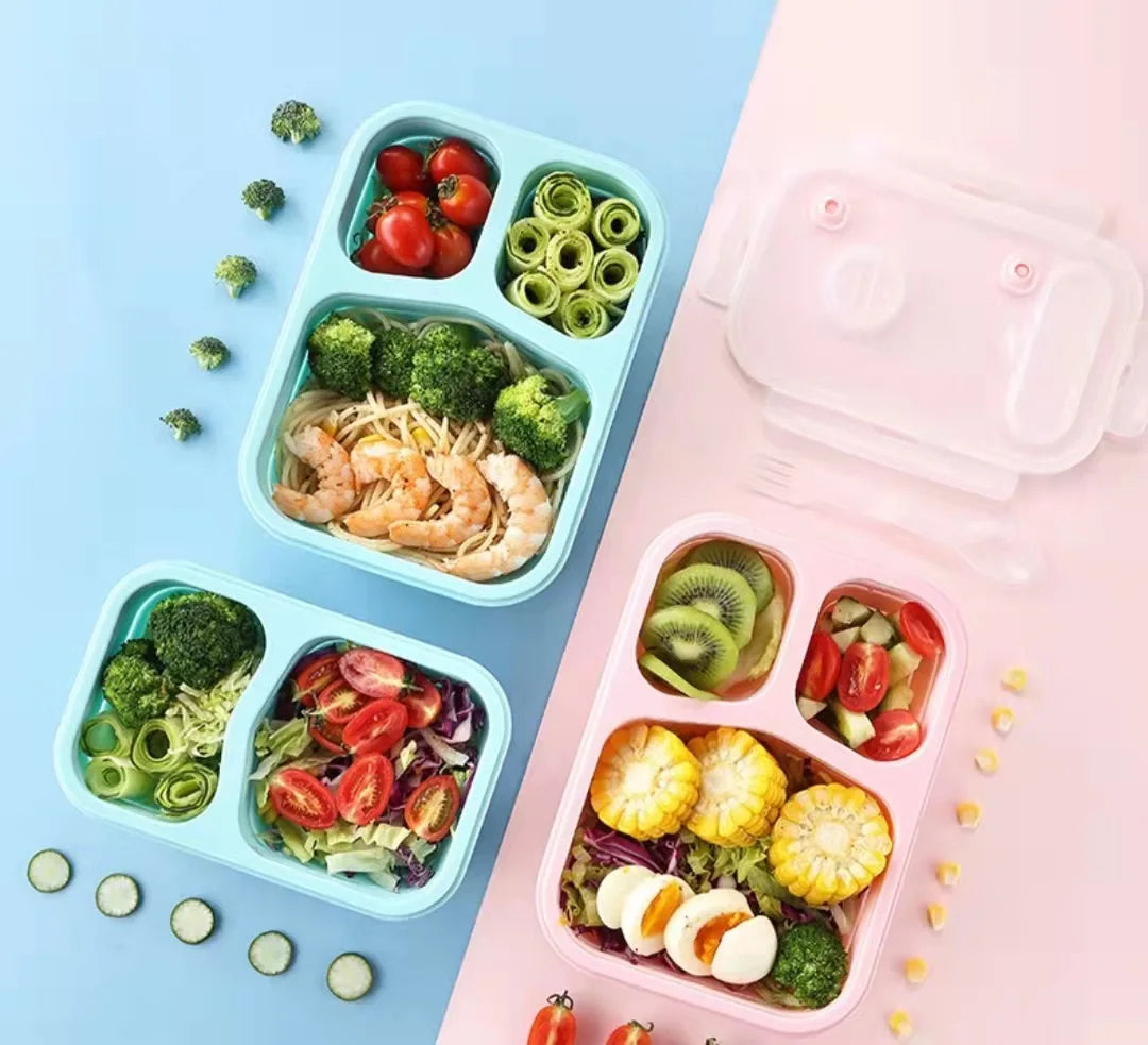 Foldable Bento Lunch Box (1pcs) for Women Men & Kids With Spork & Lid BPA Free Collapsible Space Saving Food