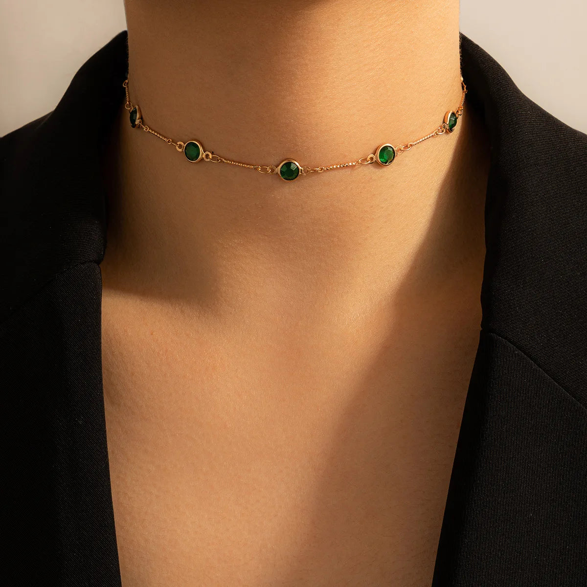 Hot Sale Fashion Gold Color Metal Handmade Necklace Rhinestone Crystal Chain Necklace Rhinestone Choker Necklace for Women
