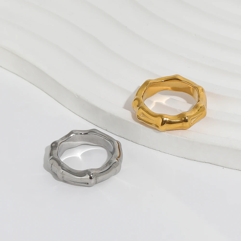 Ins Hot High End 18K Gold Plated Chunky shape Rings Trendy Earrings Wholesale Stainless Steel Jewelry