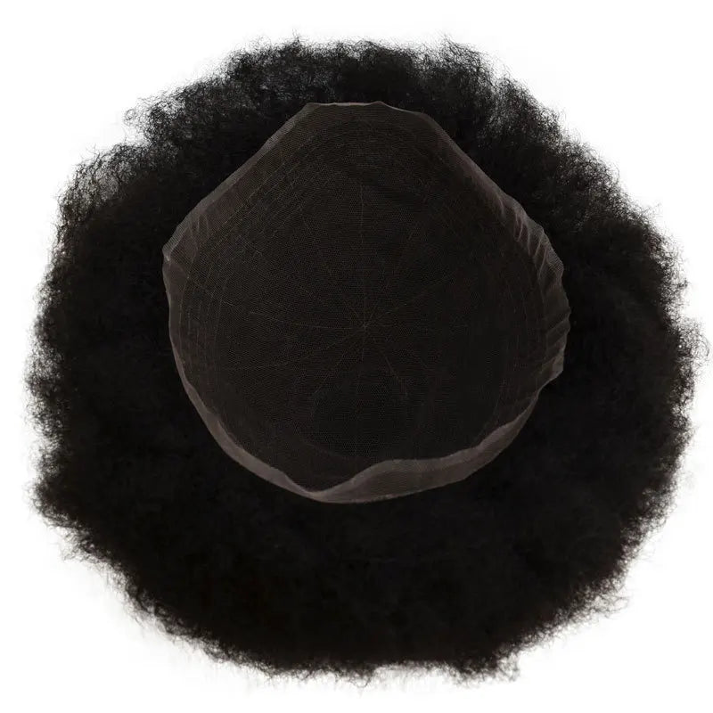 In Stock Black Afro Kinky Wave Curl Toupee 8*10  Remy Hair All Lace Base Natrual Hairline Hair Patch for Men