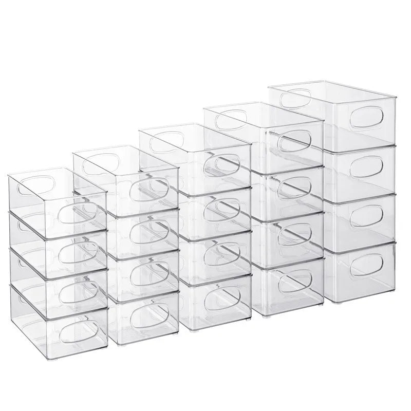 Eco Friendly Transparent Rectangle Kitchen Organizer Plastic Container Storage Bin Refrigerator Fridge Storage Box Container Set
