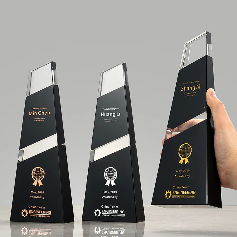 Personalized Black and clear Crystal Plaque Trophy MH-NJ0248