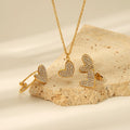 Valentine's Day Jewelry 18K Gold Plated Stainless Steel Heart Shaped Tiny Zircons Jewelry Sets for Gift