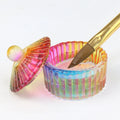 Bin 4 PCS Colored Crystal Glass Nail Art Dappen Dish Nail Art Acrylic Liquid Pink Crystal Cup Bowl Container Glass  Lid Nail Art