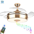 Private Label 2005ES 110V 220V 42inch Retractil Ceiling Fans with Speaker Technology Ceiling Light with Fan and Remote