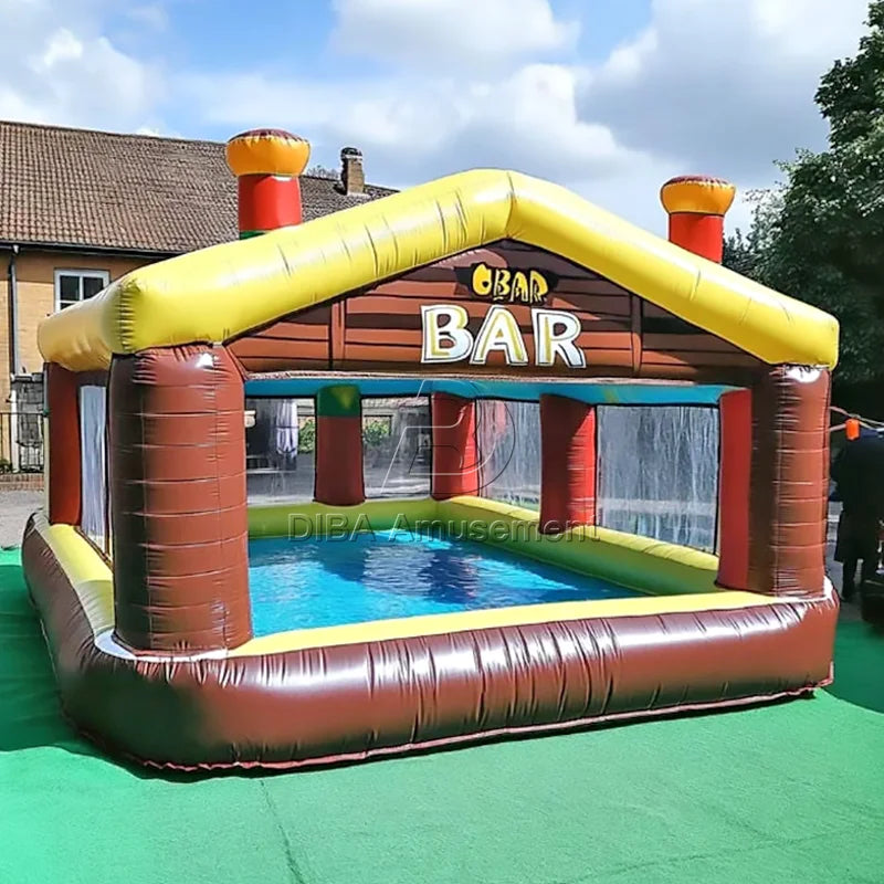 Inflatable Pool Bar Unisex Plastic Swimming Pool Models with Inflatable Bars 3-Year Warranty Includes Blower for Pool Parties