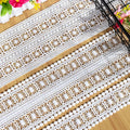 100% Cotton Water-Soluble Embroidered Lace Border Trimming Fabric for Dresses Hats Bags & Home Textiles