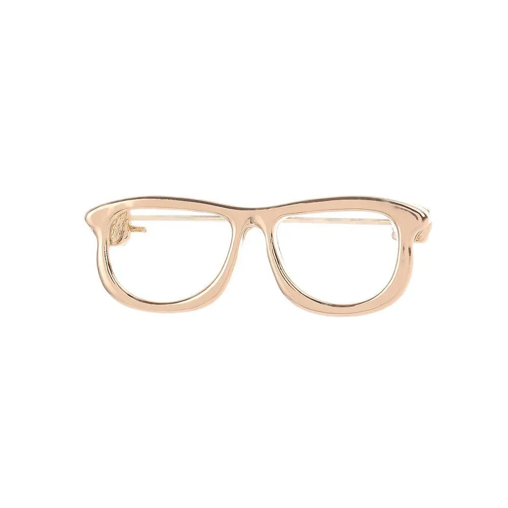 AA016585 New Women Mini Sunglasses Gold Glasses Shape Brooch Lady Girls Cute Cutout Glasses Brooch