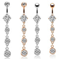 Sexy Long Dangle Belly Button Ring Stainless Steel Sparkling CZ Navel Piercing Jewelry Fashion Jewelry for Women Party