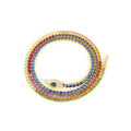 Luxury Designs 925 Sterling Silver Classic Snake Design Colorful Zirconia Tennis Chain Necklace