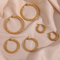 Drop Shipping Croissant Texture Hoop Earring Tarnish Free 18k Gold Plated Stainless Steel Ladies Earrings Women Jewelry