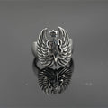 Retro Exquisite Titanium Steel Vintage Double Angel Wing Silver Punk Finger Ring for Men