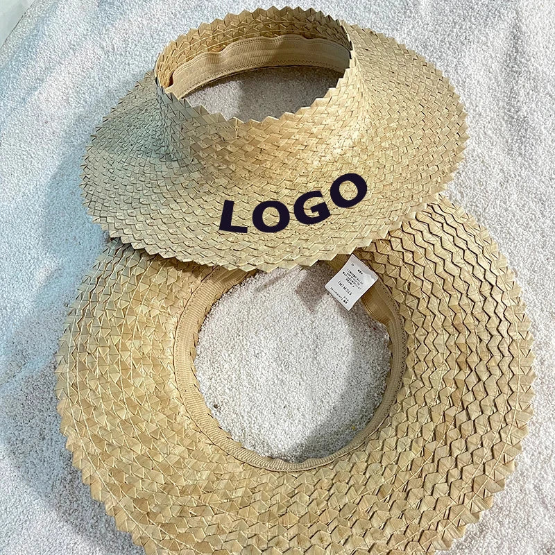 Summer Tropical Hawaii Honolulu Natural Seagrass Grass Natural Straw Hat Visor  Hat