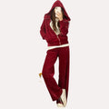 Custom logo 2 Piece Sweatsuit Crop Top Velvet Hoodie Two Piece Pants Jogging Set Velour Tracksuit for Women