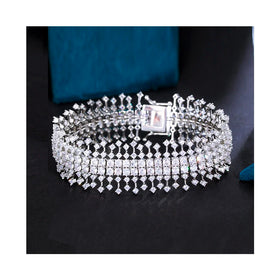 Chunky Big Dubai Jewelry Luxury CZ Dainty Bracelets for Women with Cubic Zirconia Stone Saudi White Gold Plated Bracelet