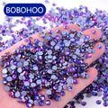 BOBOHOO Sparkling Plating Colors Iron on Stones 8+8 Cuts Hot Fix Rhinestone for Template Rhinestones Jacket Hair Clip Rope