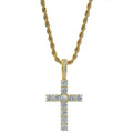 Wholesale Hip Hop Gold Silver Plated CZ Cross Charm Pendant Golden Bling Rapper Cross Pendants Necklace