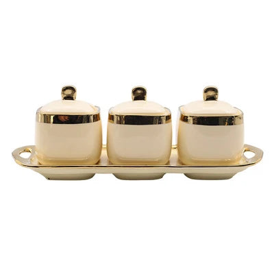 Ceramic Seasoning Jar Household Combination Ceramic Seasoning Jar Set Kitchen Spice Ceramic Canister With Lid