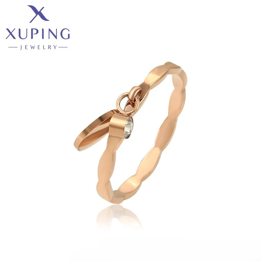 16143 XUPING JEWELRY Rose Gold Color Elegant Stainless Steel love Fashion Fine Couple Engagement  Valentine's Day Jewelry Ring
