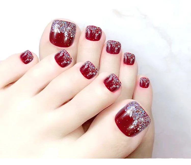 Wholesale Artificial Acrylic Toe Nail Tips Red Manicure Art Toenails Beauty Tools