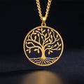 Myshape Family Tree of Life Necklace Wiccan Protection Amulet Stainless Steel Mother's Day Gift Religious Jewelry