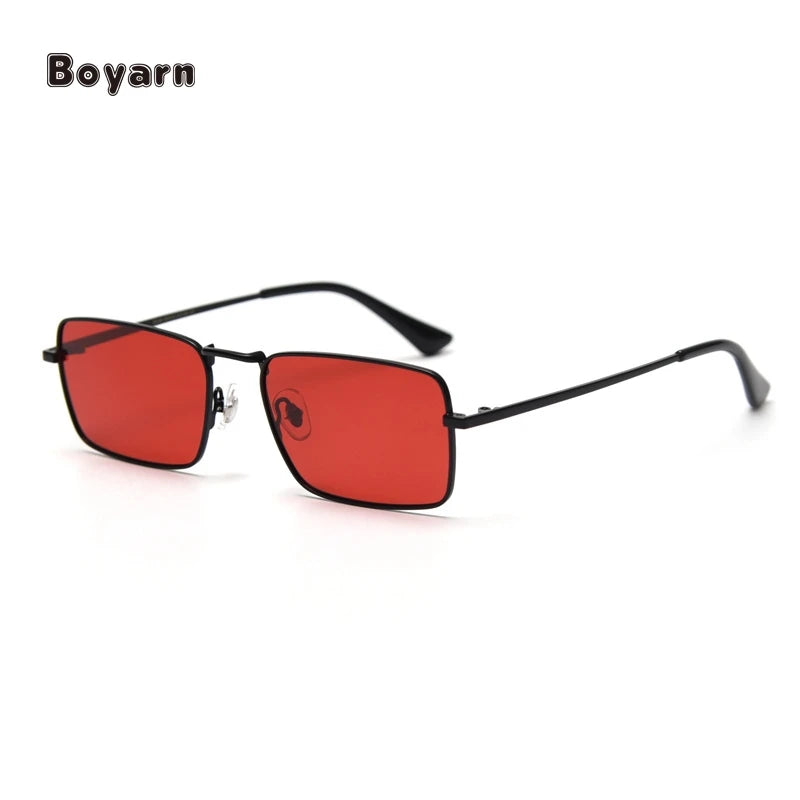 Boyarn Metal Small Square Polarized Eye Glasses Unisex Retro Vintage Sunglasses With Polarized Lens UV 400 Shades