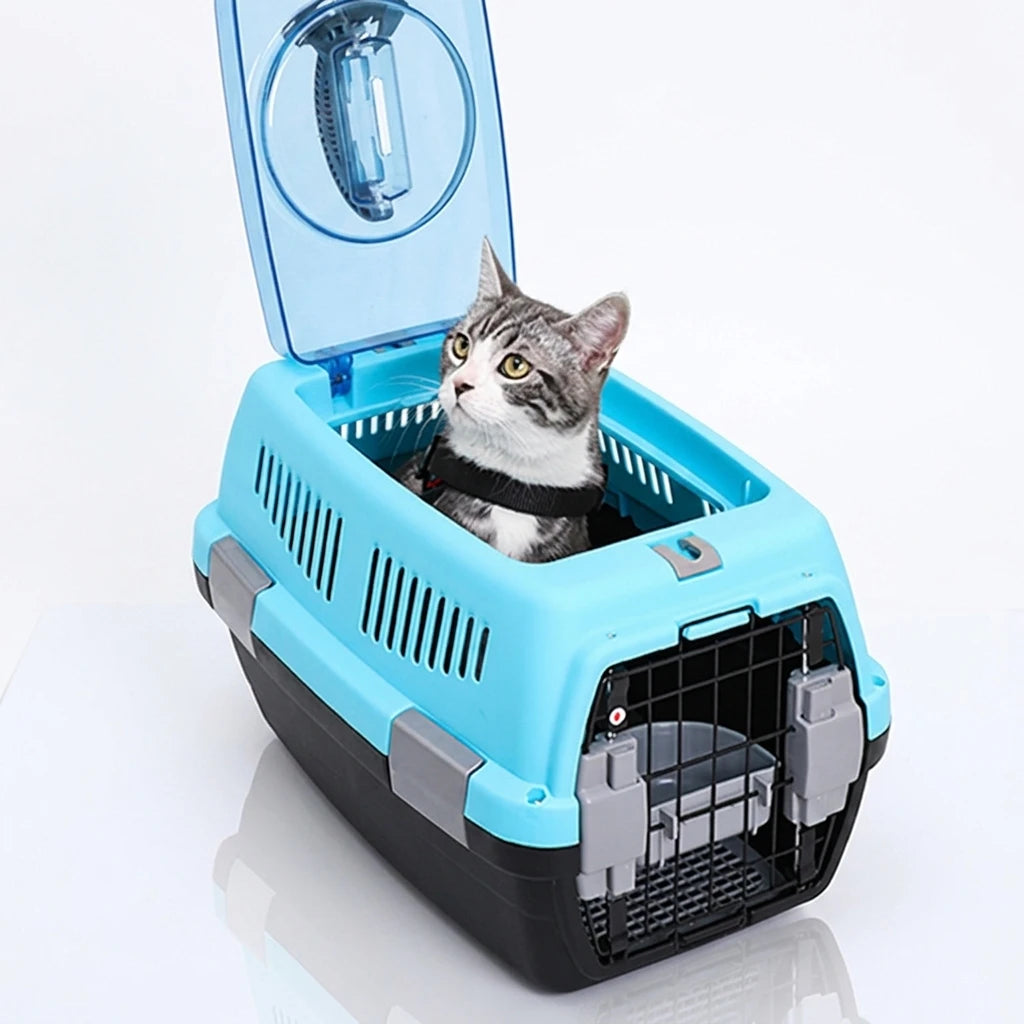 Iron Slings Portable Plastic Pet Carrier Solid Pattern Air Travel Crate Airport Approved for Carrying Pets in Comfort