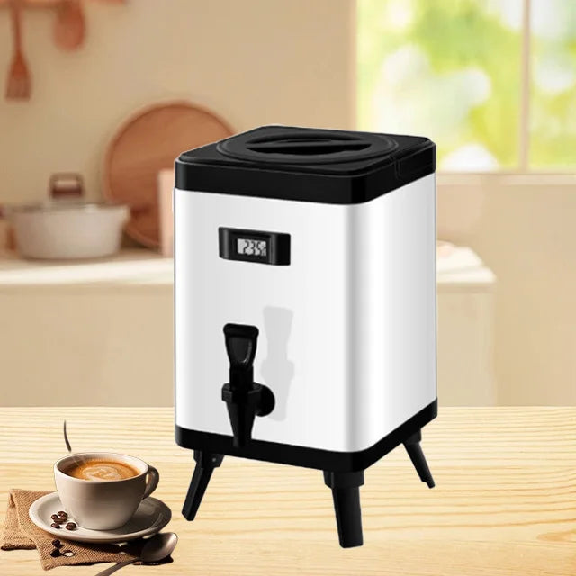 12L Square Insulated Commercial Bubble Tea Containers Bucket Food Grade Stainless Steel for Milk Tea/Juice/Hot Water