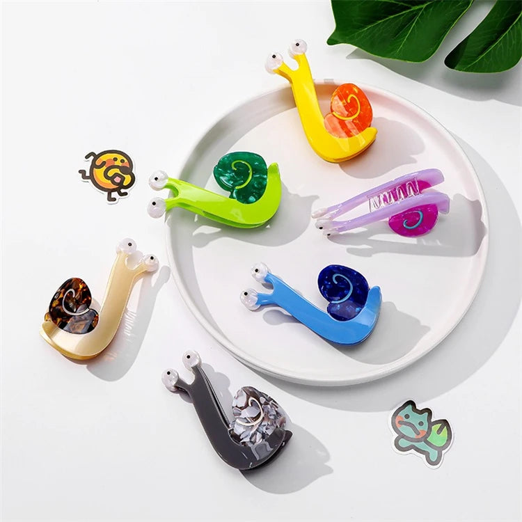 WoW Sheila OEM Design New Creative Spring Funny Sweet Cute Snail Acetic Acid Hiar Claw Clip