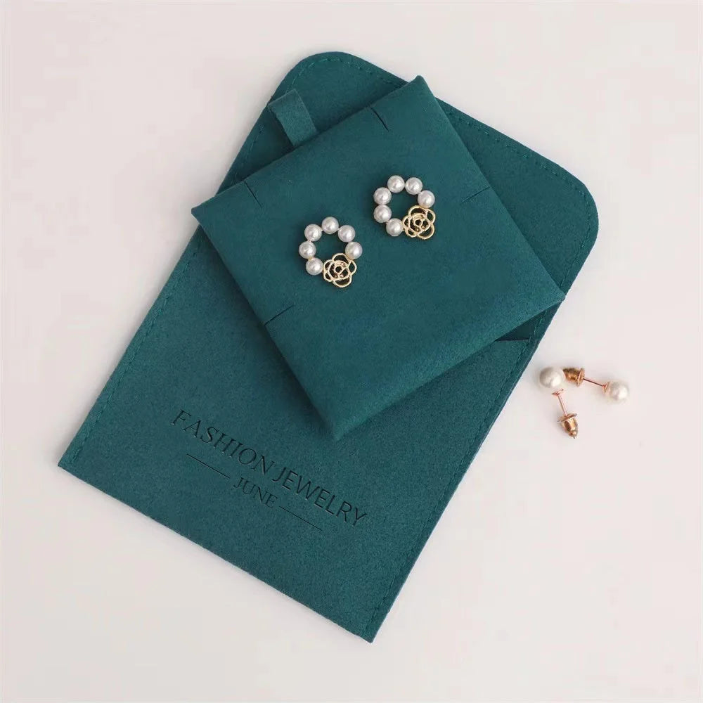 Wholesale Microfiber Velvet Bag Jewelry Bag Pouch Dust Bags Flap Pouch Folding Buckle Envelope Pouches LOGO