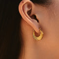 2025 New Geometric Bohemian Women's Stainless Steel 18K Gold Plated Waterproof Small Hoop Earrings Pearls Non-Fading Gift