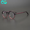 Japanese Handmade Titanium Core Sheet Glasses Frame Round Frame Retro Fan Art Youth Myopia Glasses Frame for Men and Women
