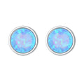 CZCITY Round Shaped Delicate Jewelry Gifts 925 Sterling Silver Colorful Opal Stud Earrings
