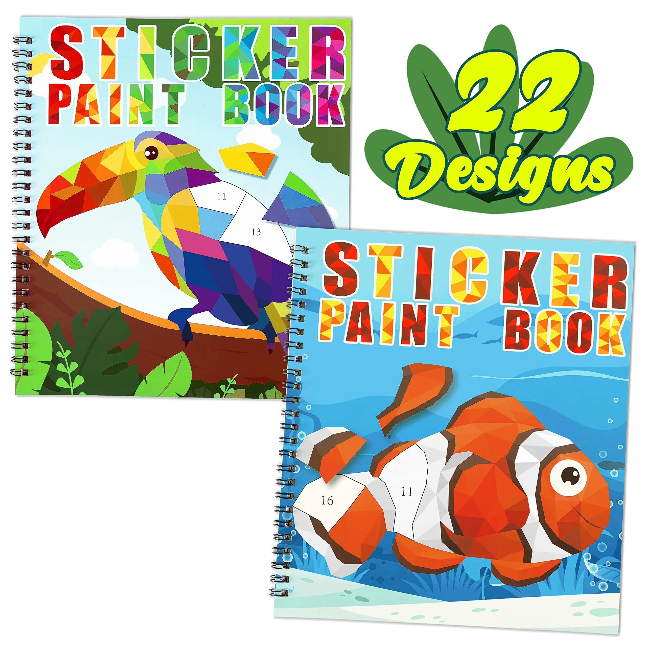 Sticker Paint Books for Kids Ages 4-8 Animal Rainbow Themed Designs Party Gift Create Educational Toys for Kids Learning