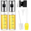 3pcs Stainless Steel Glass Oil Spray Bottle Set with Brush Funnel Press Barbecue Oil Slicker for Efficient Spraying in Kitchen