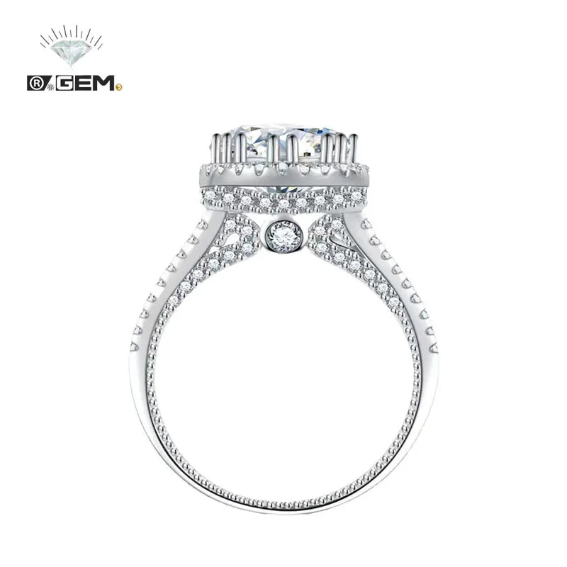 Sunflower Solitaire Moissanite Rings Engagement Rings R.GEM. Wholesale S925 Silver 2 Carat Round Cut  for Women