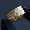 Huitan Factory Hot Sale Full Paved Imitated Diamond Gold Plated Luxury Band Ring Fashion Party Wear Cubic Zirconia Jewelry Rings