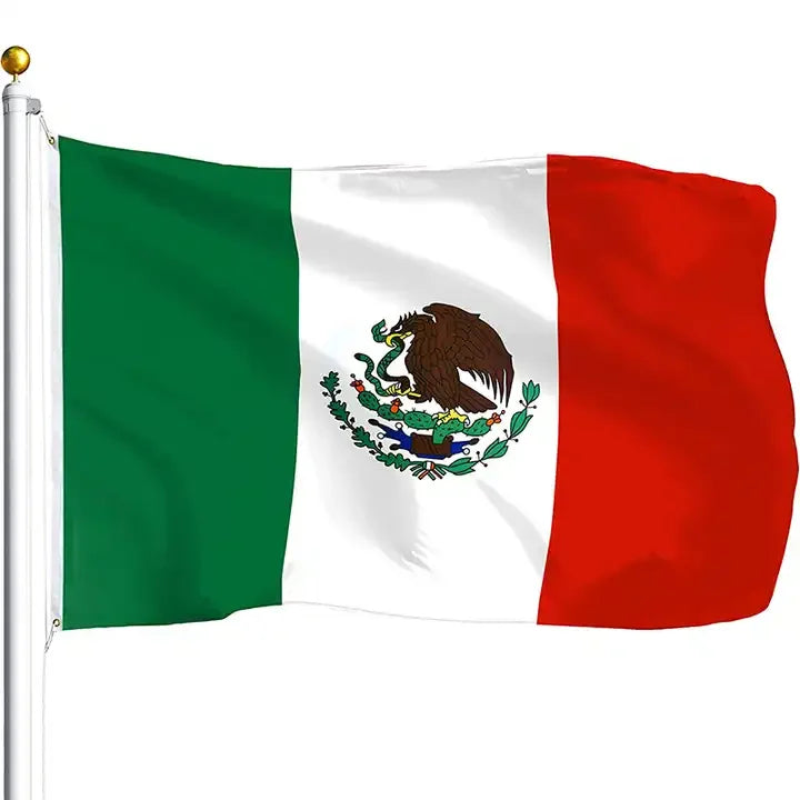 Hot Selling Product Polyester/nylon/M2 Customized 3 * 5-foot Double-sided Printing Screen Printing Mexican Flag