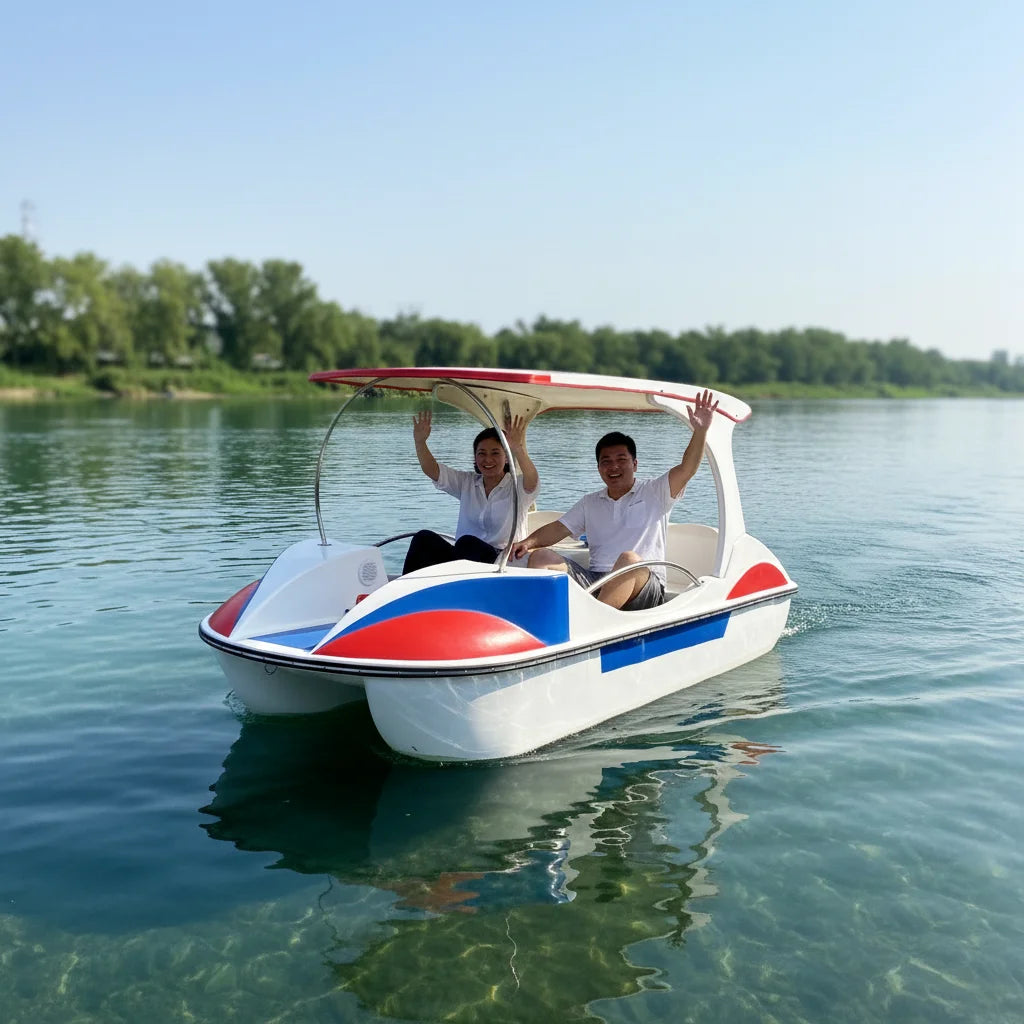 QIQU Industrial FRP Construction with Integrated Drainage Solution Professional 4 Person Water Pedal Boat