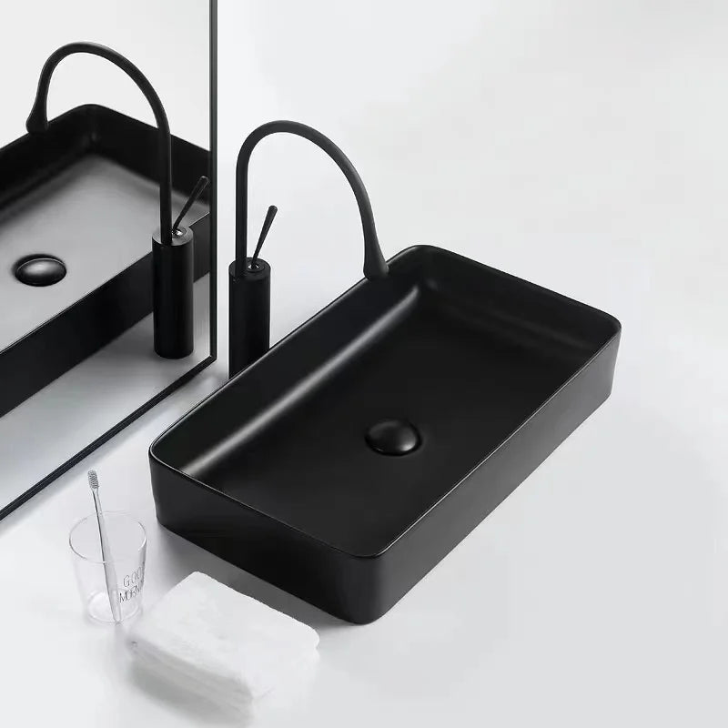 Factory Supply Sanitary Ware Lavabo Supplier Ceramic Bathroom Vanity Sinks Matte Slim Edge Washing Basin
