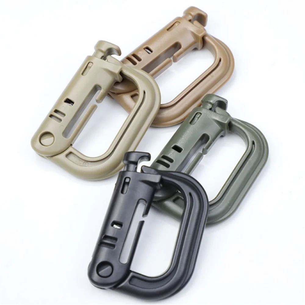 Molle Carabiner D Locking Ring Plastic Clip Snap with Keychain ITW Fastener Portable Bag Buckle for Straps and Bag Hangers