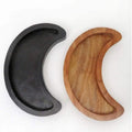 Eco-Friendly Crescent Shaped Wooden Tray Display Storage Box for Moon Stones Essential Oils Jewelry Organizer Wood Moon Tray