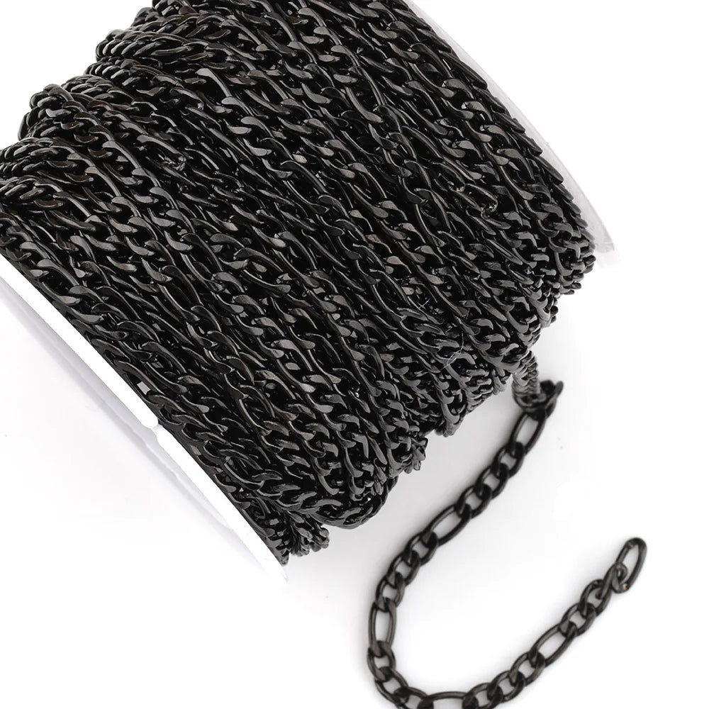 Fashion Stainless Steel No Tarnish Vacuum Plated Cuban Black NK Figaro Twisted Chain for Jewelry Accessories
