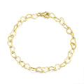 Solid 925 Sterling Silver 14k Gold Plated 5mm Hollow Heart Chain Bracelet for Women Men Gifts