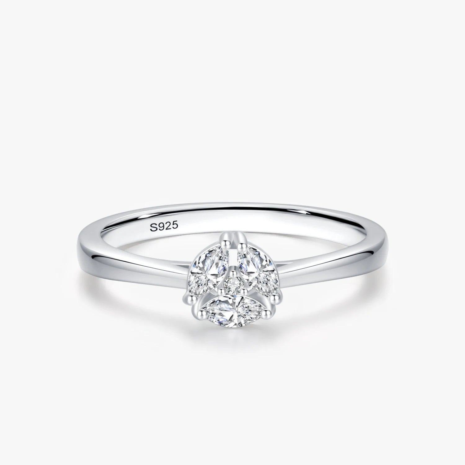 Ailmay Pure 925 Sterling Silver Fashion Geometric Design High-Class Dazzling CZ Finger Ring for Women Anniversary Jewelry Gift