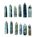 Natural Colorful Quartz Obelisk Crystal Point Labradorite Tower