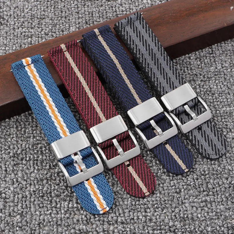 Luxury 20 22mm Premium Quality Herringbone Cross Nylon Watch Band Quick Release Replacement Fabric Nylon Watch Strap