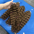 #4 Color Feathering Crochet Human Hair Braids Extension Crochet Loop Ring Curly Hair Bundle No Weft Brazilian Remy Hair Vendor