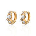 Milskye Classic Jewelry 18k Gold Plated 925 Silver Diamond Shell Pearl Hoop Earrings for Daily Life